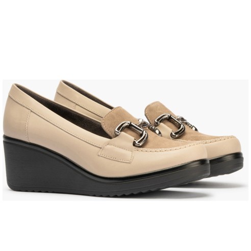 JucaZapatos - Pitillos 20238 - PIEDRA - Mocasín Combinado con Ante de mujer color piedra