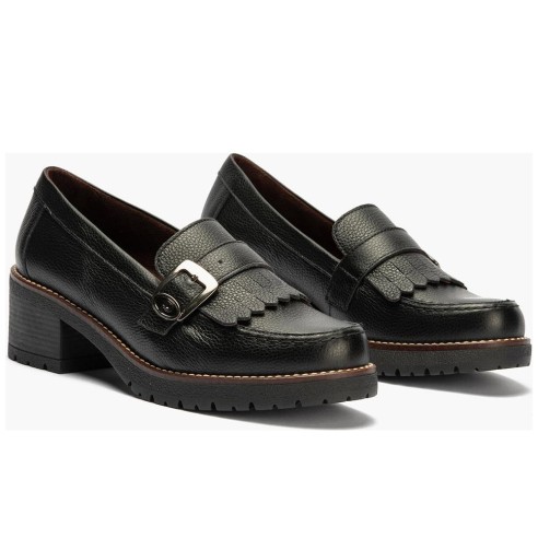JucaZapatos - Pitillos 20522 - NEGRO - Mocasín en napa con grano con flecos y hebilla Negro