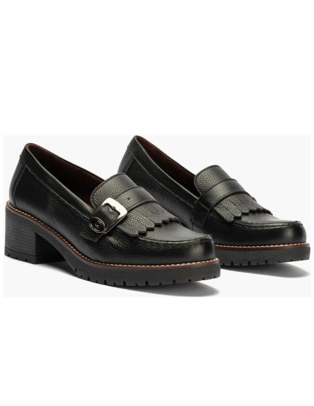 JucaZapatos - Pitillos 20522 - NEGRO - Mocasín en napa con grano con flecos y hebilla Negro