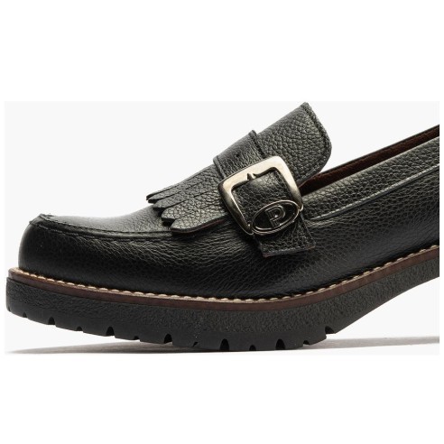 JucaZapatos - Pitillos 20522 - NEGRO - Mocasín en napa con grano con flecos y hebilla Negro