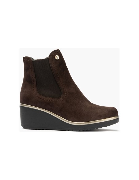 JucaZapatos - Pitillos 20537 - MARRON - Botín chelsea en ante con elástico al tono Marrón