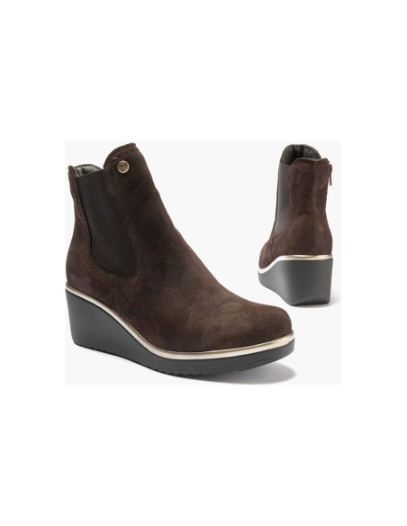 JucaZapatos - Pitillos 20537 - MARRON - Botín chelsea en ante con elástico al tono Marrón