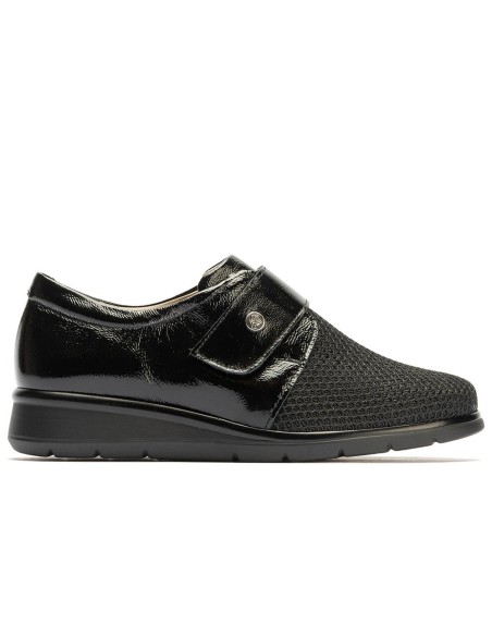JucaZapatos - Pitillos 10330 - NEGRO - Blucher con rejilla mujer con velcro en piel charol NEGRO