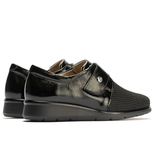 JucaZapatos - Pitillos 10330 - NEGRO - Blucher con rejilla mujer con velcro en piel charol NEGRO