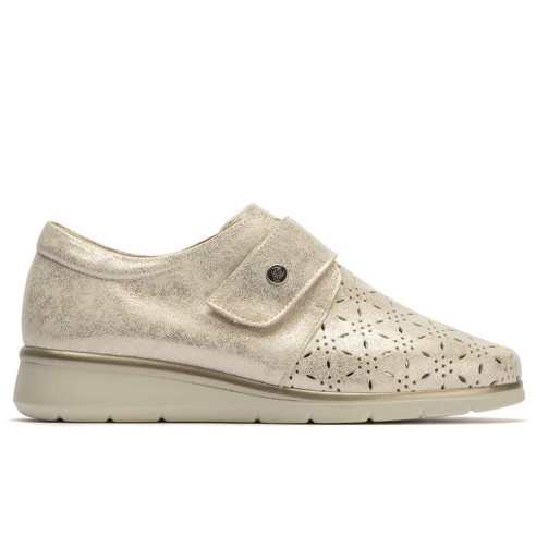 JucaZapatos - Pitillos 10333 - ORO - Blucher con picados mujer con velcro en piel fantasía ORO