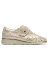 JucaZapatos - Pitillos 10333 - ORO - Blucher con picados mujer con velcro en piel fantasía ORO