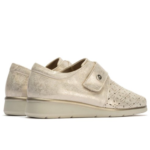 JucaZapatos - Pitillos 10333 - ORO - Blucher con picados mujer con velcro en piel fantasía ORO