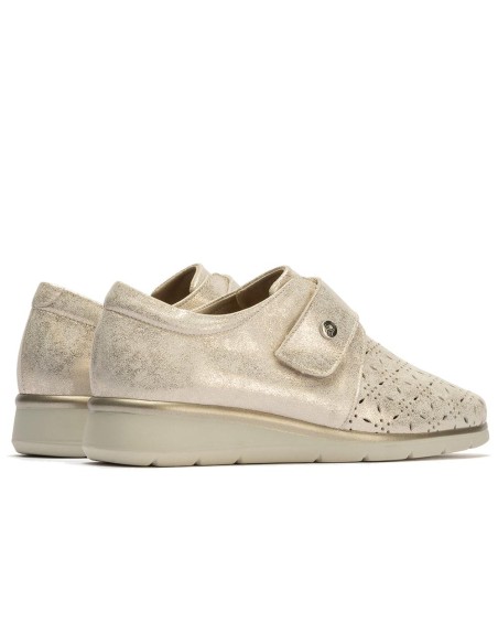 JucaZapatos - Pitillos 10333 - ORO - Blucher con picados mujer con velcro en piel fantasía ORO