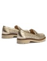 JucaZapatos - Pitillos 10402 - ORO - Mocasin con picados mujer en piel laminado ORO