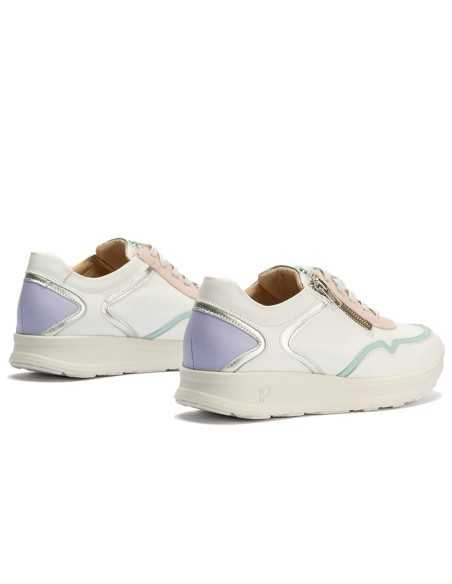 JucaZapatos - Pitillos 10412 - BLANCO - Deportivo multicolor mujer con cremallera y cordones en piel combinada BLANCO