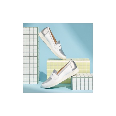 JucaZapatos - Pitillos 10421 - BLANCO - Mocasin antifaz mujer en piel combinada BLANCO