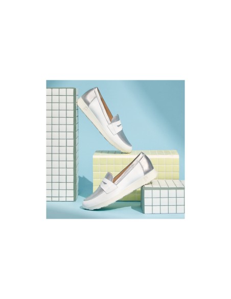 JucaZapatos - Pitillos 10421 - BLANCO - Mocasin antifaz mujer en piel combinada BLANCO