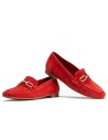 JucaZapatos - Pitillos 10475 - ROJO - Mocasin con adorno metal mujer en serraje ROJO