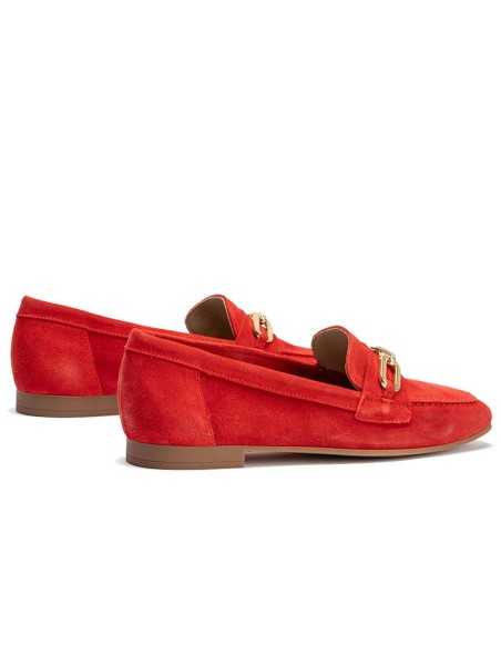 JucaZapatos - Pitillos 10475 - ROJO - Mocasin con adorno metal mujer en serraje ROJO