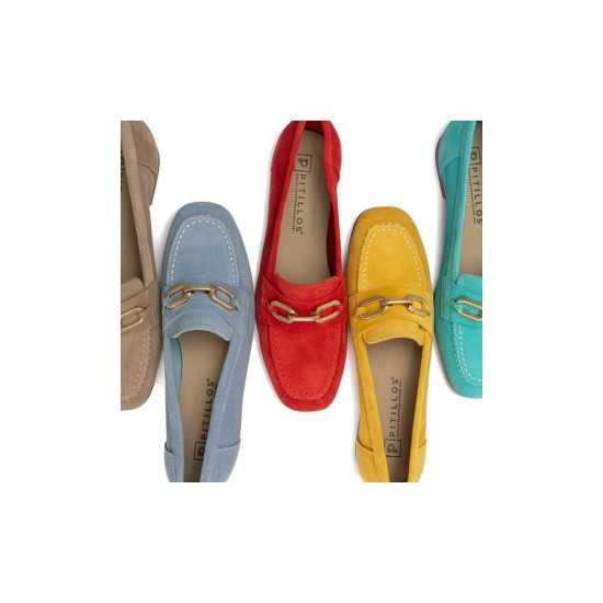 JucaZapatos - Pitillos 10475 - ROJO - Mocasin con adorno metal mujer en serraje ROJO