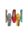 JucaZapatos - Pitillos 10475 - ROJO - Mocasin con adorno metal mujer en serraje ROJO