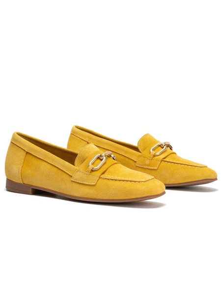 JucaZapatos - Pitillos 10475 - MAIZ-V - Mocasin con adorno metal mujer en serraje MAIZ-V