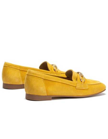 JucaZapatos - Pitillos 10475 - MAIZ-V - Mocasin con adorno metal mujer en serraje MAIZ-V