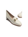 JucaZapatos - Pitillos 10482 - GLACIAL - Mocasin con adorno metal mujer en piel napa BLANCO