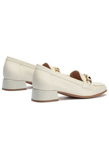 JucaZapatos - Pitillos 10482 - GLACIAL - Mocasin con adorno metal mujer en piel napa BLANCO