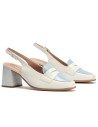 JucaZapatos - Pitillos 10491 - GLACIAL-CE - Mocasin talon abierto con tacón mujer con hebilla en piel charol AZUL
