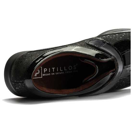 JucaZapatos - Pitillos 10703 - NEGRO - Deportivo Velcro en charol con lycra de mujer color negro