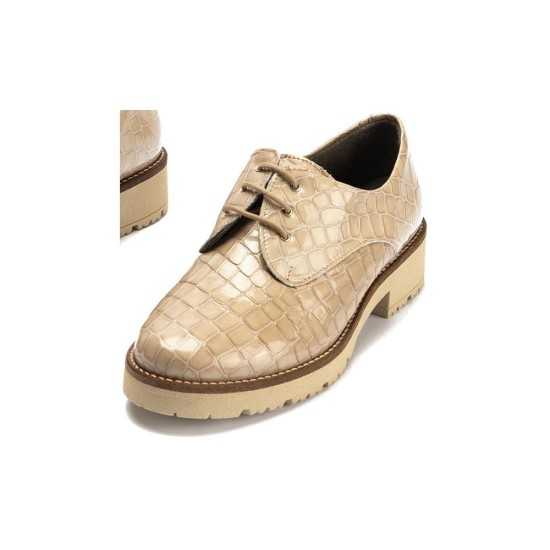 JucaZapatos - Pitillos 10771 - PIEDRA - Blucher en Coco con cordones de mujer color piedra