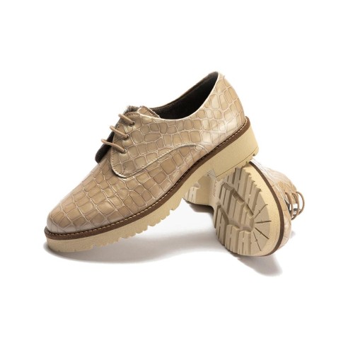 JucaZapatos - Pitillos 10771 - PIEDRA - Blucher en Coco con cordones de mujer color piedra