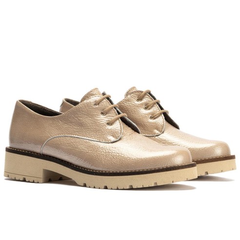 JucaZapatos - Pitillos 10782 - PIEDRA - Blucher en Charol con cordones de mujer color piedra