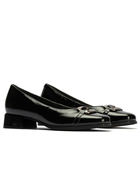 JucaZapatos - Pitillos 10812 - NEGRO - Salón de Pico en Charol con Adorno de mujer color negro