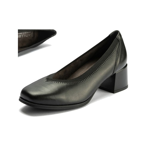 JucaZapatos - Pitillos 10825 - NEGRO - Salón de Pico en Napa con Elásticos de mujer color negro