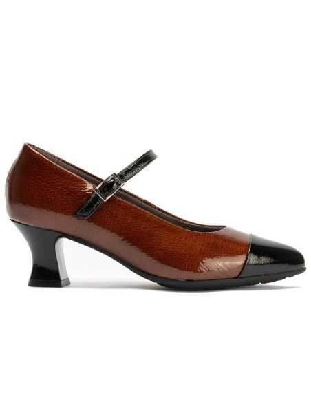 JucaZapatos - Pitillos 10851 - NEGRO-CUER - Mercedes Bicolor en charol de mujer color negro/cuero