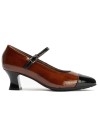 JucaZapatos - Pitillos 10851 - NEGRO-CUER - Mercedes Bicolor en charol de mujer color negro/cuero