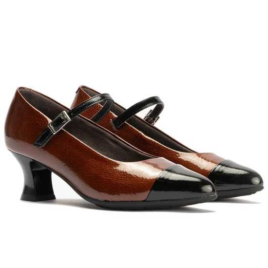 JucaZapatos - Pitillos 10851 - NEGRO-CUER - Mercedes Bicolor en charol de mujer color negro/cuero