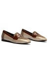 JucaZapatos - Pitillos 10870 - PIEDRA - Mocasín Combinado en charol con leopardo de mujer color piedra