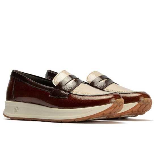 JucaZapatos - Pitillos 10901 - CUERO-PIED - Mocasin Trícolor en Charol de mujer color cuero/piedra