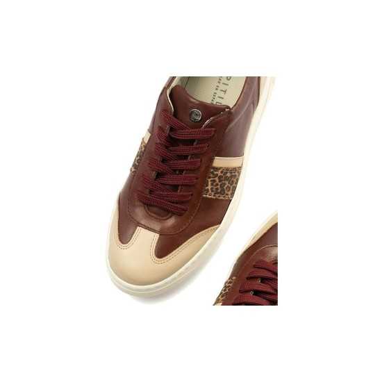 JucaZapatos - Pitillos 10923-1 - BURDEOS - Basket Combinado con leopardo de mujer color burdeos