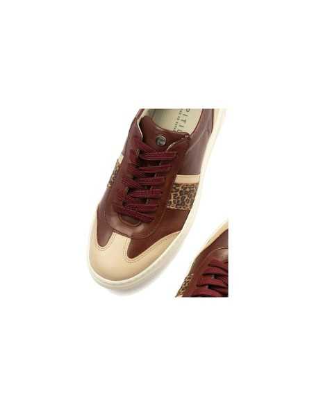JucaZapatos - Pitillos 10923-1 - BURDEOS - Basket Combinado con leopardo de mujer color burdeos