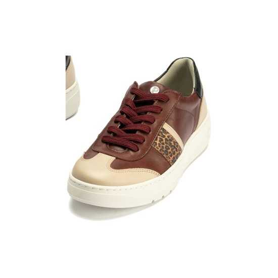 JucaZapatos - Pitillos 10923-1 - BURDEOS - Basket Combinado con leopardo de mujer color burdeos