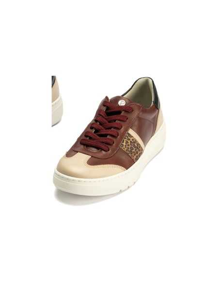 JucaZapatos - Pitillos 10923-1 - BURDEOS - Basket Combinado con leopardo de mujer color burdeos