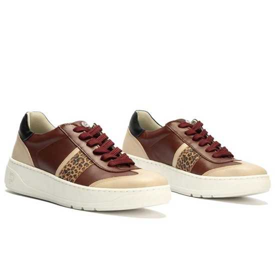 JucaZapatos - Pitillos 10923-1 - BURDEOS - Basket Combinado con leopardo de mujer color burdeos