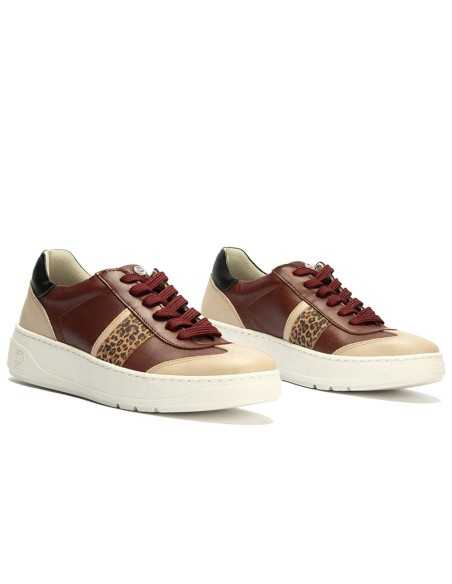 JucaZapatos - Pitillos 10923-1 - BURDEOS - Basket Combinado con leopardo de mujer color burdeos