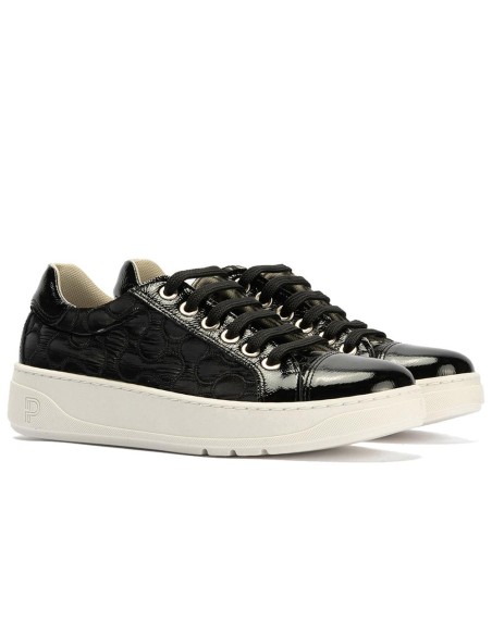 JucaZapatos - Pitillos 10925 - NEGRO - Basket en charol con nylon de mujer color negro