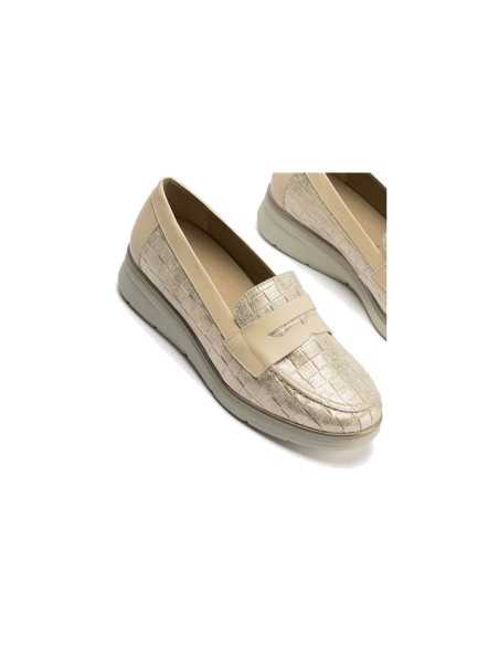 JucaZapatos - Pitillos 11020 - ORO - Mocasín plano con antifaz en piel napa fantasía y piel napa Oro