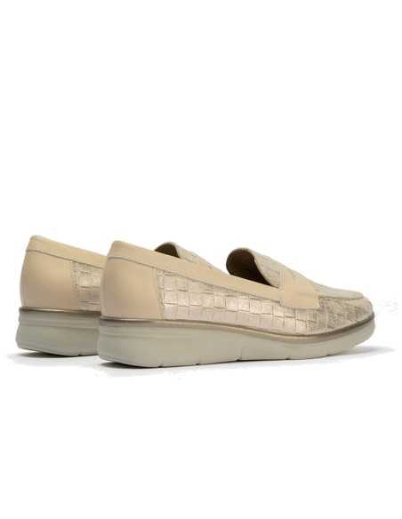JucaZapatos - Pitillos 11020 - ORO - Mocasín plano con antifaz en piel napa fantasía y piel napa Oro