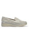 JucaZapatos - Pitillos 11021 - PLATA - Mocasín plano con antifaz en piel napa fantasía y piel napa con acabados metalizados Plata