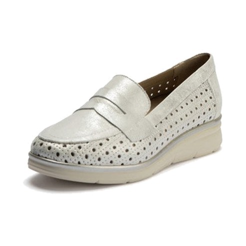 JucaZapatos - Pitillos 11021 - PLATA - Mocasín plano con antifaz en piel napa fantasía y piel napa con acabados metalizados Plata