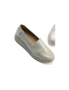 JucaZapatos - Pitillos 11021 - PLATA - Mocasín plano con antifaz en piel napa fantasía y piel napa con acabados metalizados Plata