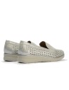 JucaZapatos - Pitillos 11021 - PLATA - Mocasín plano con antifaz en piel napa fantasía y piel napa con acabados metalizados Plata