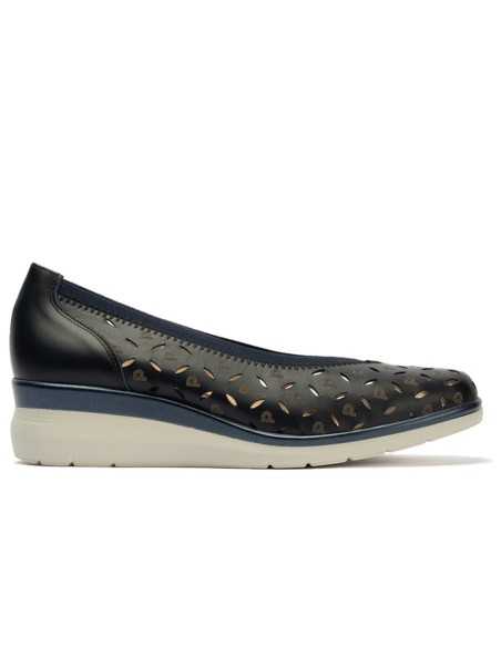 JucaZapatos - Pitillos 11070 - MARINO - Salón con cuña y elástico en piel napa Marino
